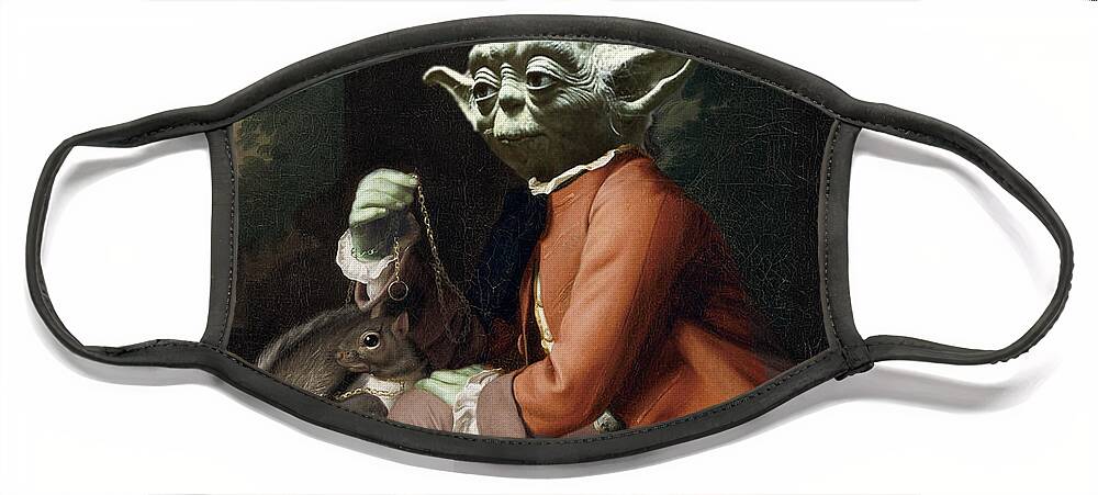 Yoda Face Mask featuring the painting Yoda Star Wars Antique Vintage Painting by Tony Rubino