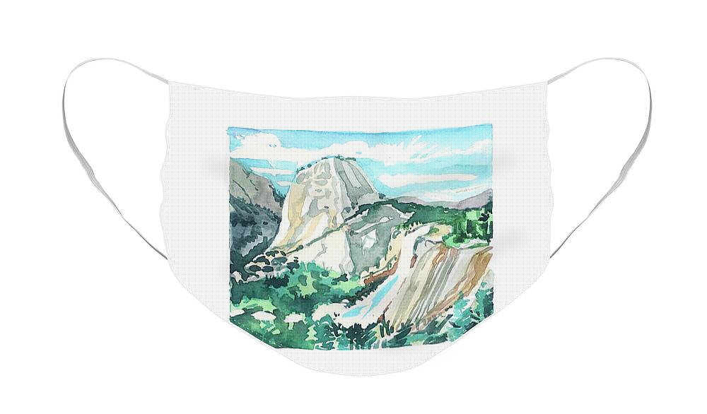 Yosemite Face Mask featuring the painting Yosemite Day by Luisa Millicent