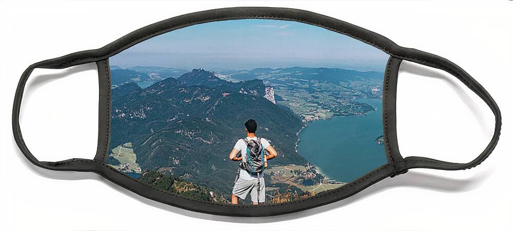 Strobl Face Mask featuring the photograph Schafberg in the Austrian alps by Vaclav Sonnek