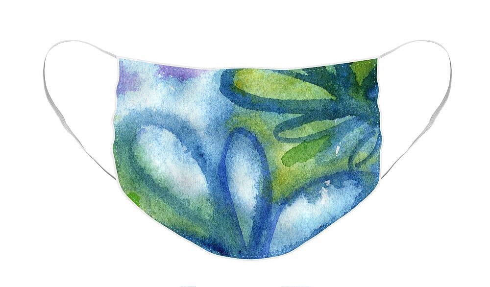 Abstract Face Mask featuring the painting Zen Leaves by Linda Woods