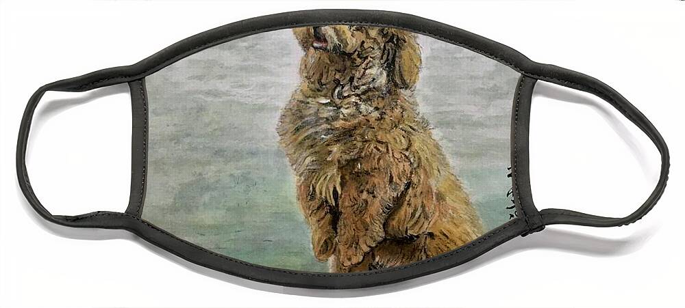 Shih Tzu Dog Face Mask featuring the painting Zen Observed by Carmen Lam