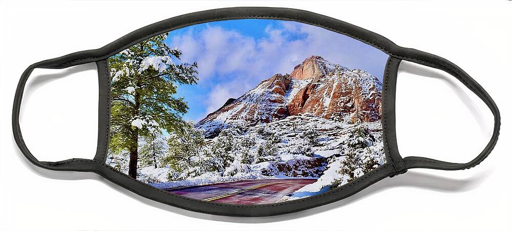 Zion Face Mask featuring the photograph Zion Mount Carmel Hwy-East Zion by Bnte Creations