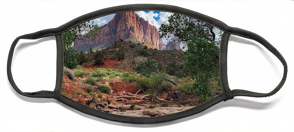Photograph Face Mask featuring the photograph Zion National Park and Virgin River by John A Rodriguez