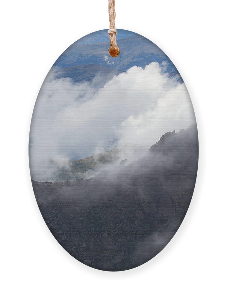Mt. Bierstadt Ornament featuring the photograph Mt. Bierstadt in the Clouds by Jim Garrison