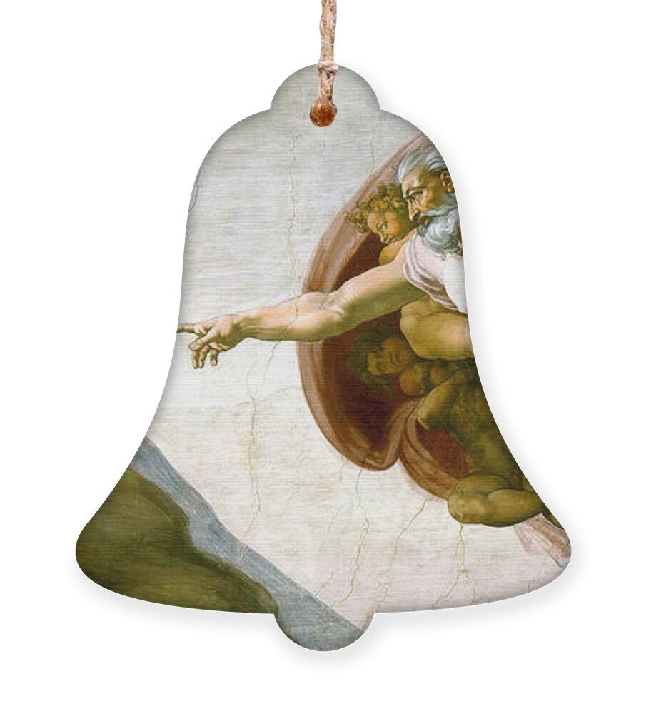 Michelangelo Di Lodovico Ornament featuring the painting  The Creation of Adam by Michelangelo di Lodovico Buonarroti Simoni