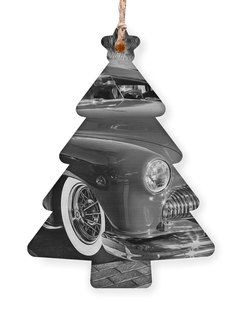 1949 Mercury Club Coupe Ornament featuring the photograph 1949 Mercury Club Coupe BW  by Rich Franco