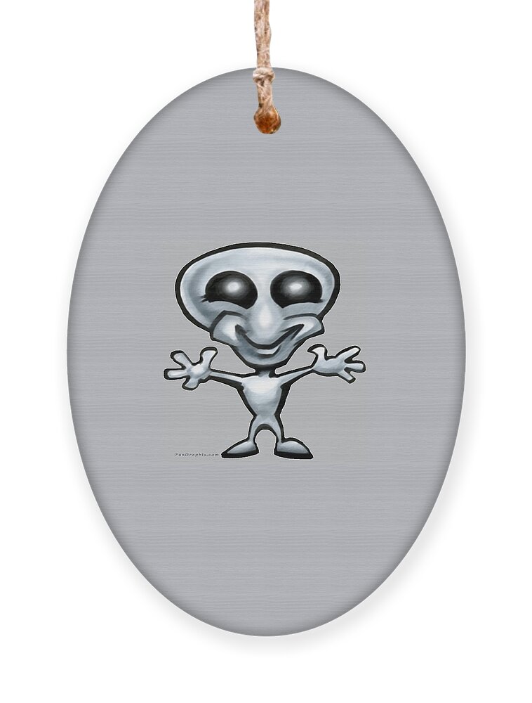 Alien Ornament featuring the digital art Alien #2 by Kevin Middleton
