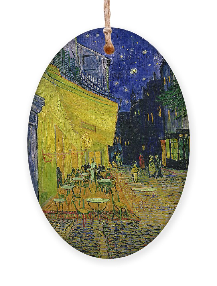 Cafe Terrace Ornament featuring the painting Cafe Terrace Arles by Vincent van Gogh
