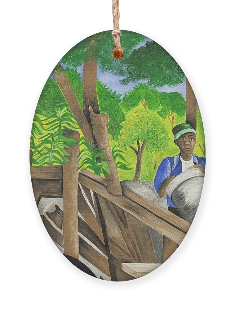 Gullah Art Ornament featuring the painting Carrying the Load by Patricia Sabreee