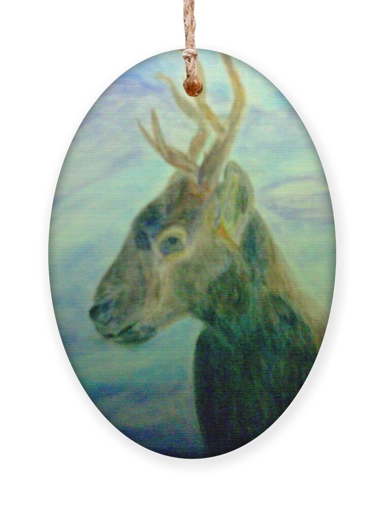 Deer Ornament featuring the mixed media Deer at Home by Suzanne Berthier