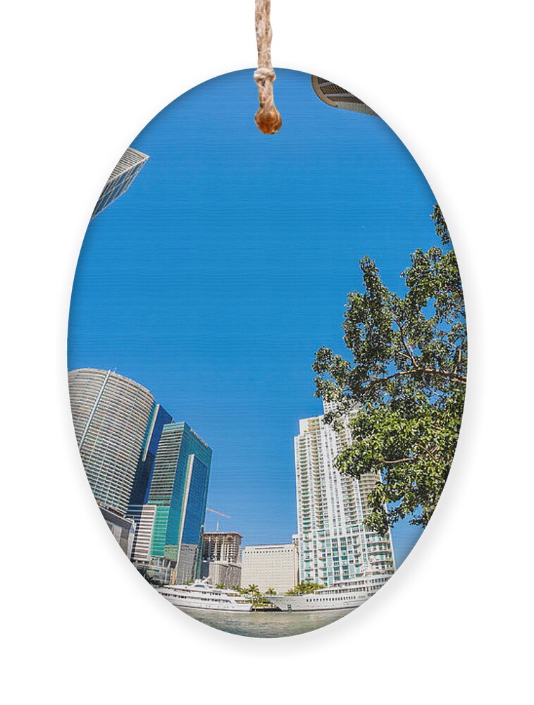 Architecture Ornament featuring the photograph Downtown Miami Fisheye #1 by Raul Rodriguez