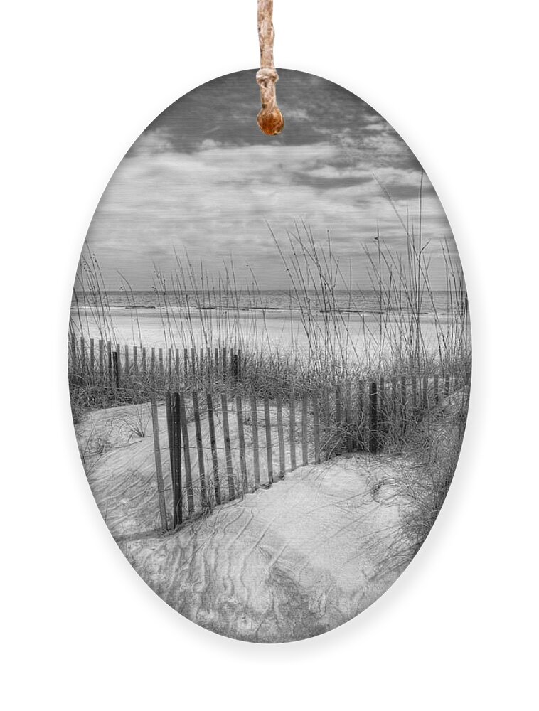 Clouds Ornament featuring the photograph Dune Fences #1 by Debra and Dave Vanderlaan