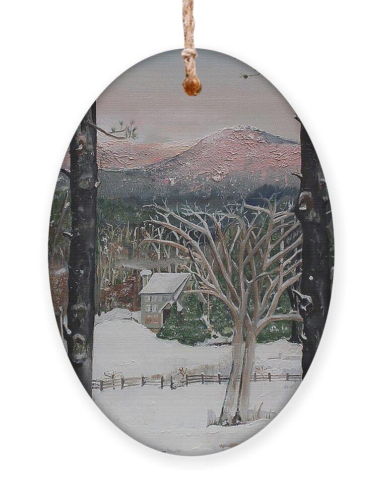 Ellijay Ornament featuring the painting Ellijay - Pink Knob Mountain - Signed by Jan Dappen
