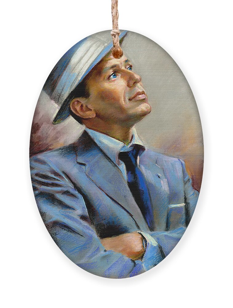 Francis Frank Sinatra Ornament featuring the pastel Frank Sinatra by Ylli Haruni