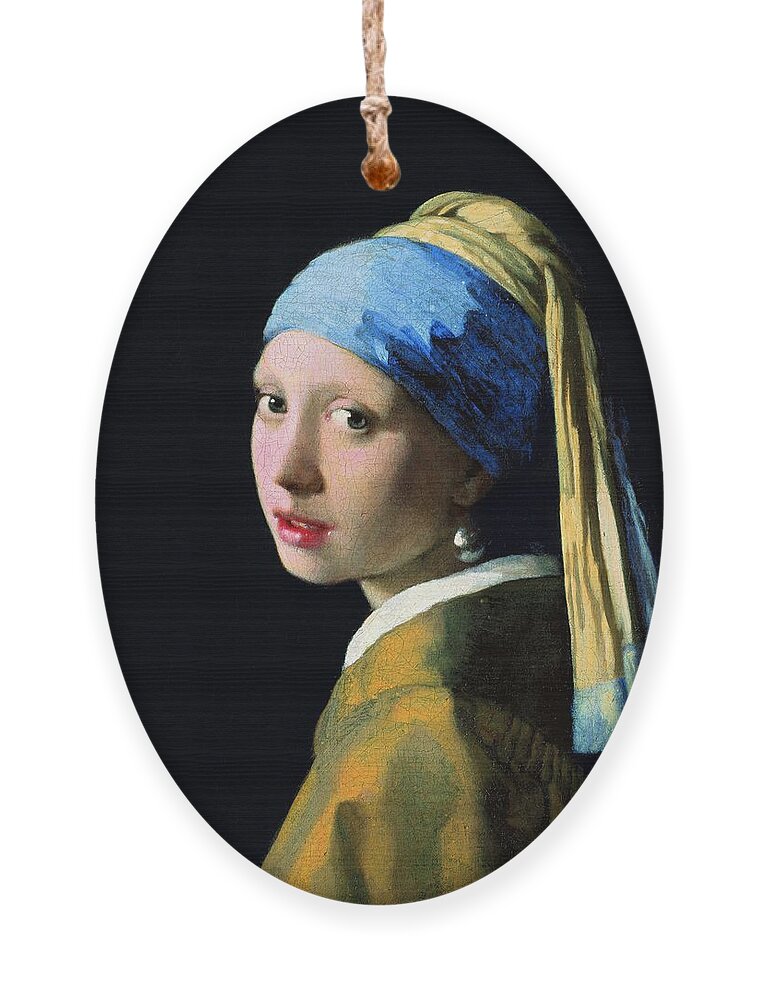 Johannes Vermeer Ornament featuring the painting Girl With A Pearl Earring by Jan Vermeer