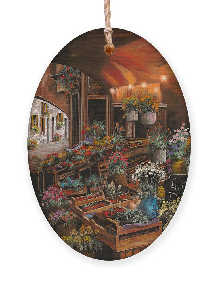 Flower Market Ornament featuring the painting Il Mercato Dei Fiori #1 by Guido Borelli
