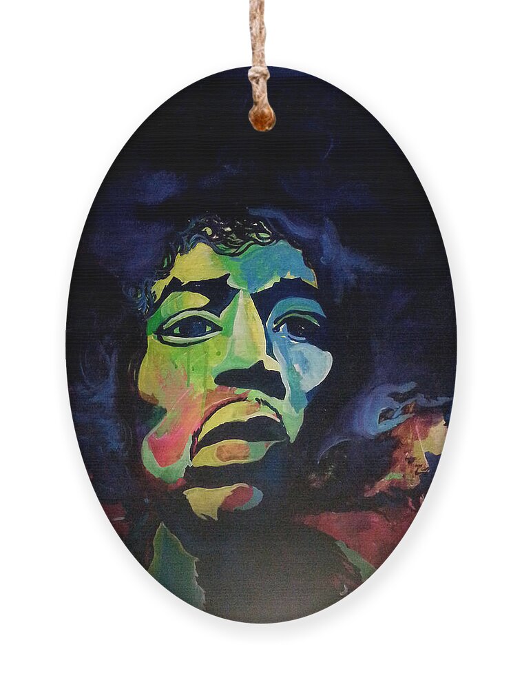  Ornament featuring the painting Jimi by Femme Blaicasso