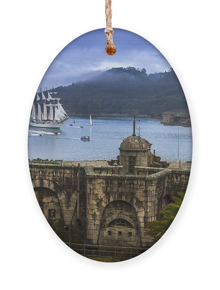 Sailing Ornament featuring the photograph Juan Sebastian Elcano arrival to the port of Ferrol #1 by Pablo Avanzini