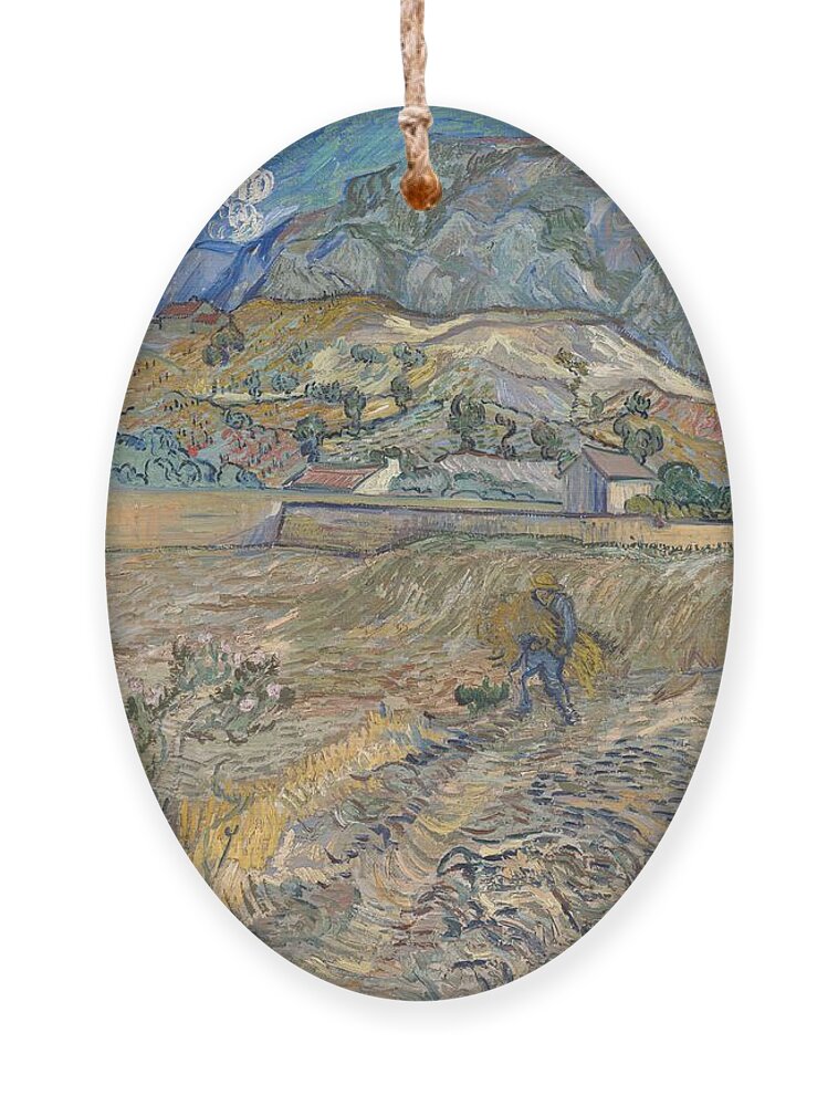 Vincent Van Gogh Ornament featuring the painting Landscape At Saint-Remy #1 by Vincent Van Gogh