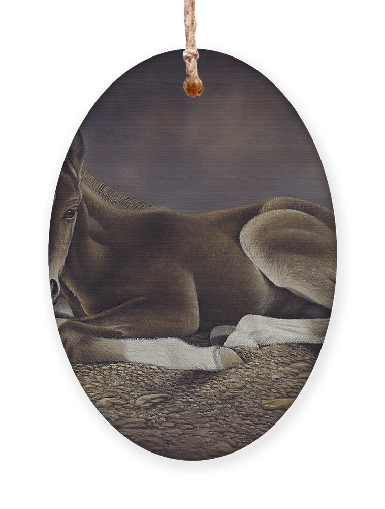 Horses Ornament featuring the painting Lucky by Ricardo Chavez-Mendez