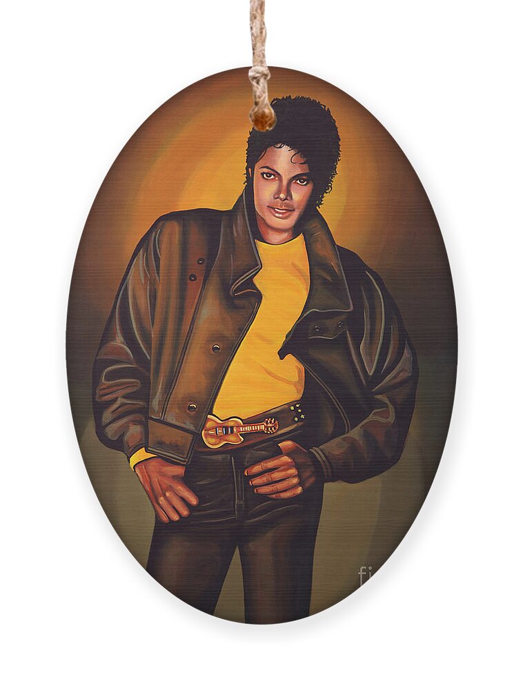 Michael Jackson Ornament featuring the painting Michael Jackson by Paul Meijering