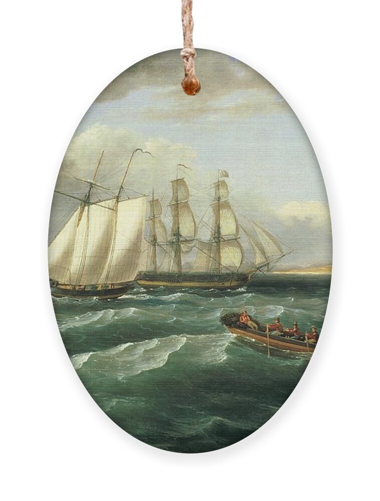 Mouth Of The Delaware Ornament featuring the painting Mouth of the Delaware by Thomas Birch