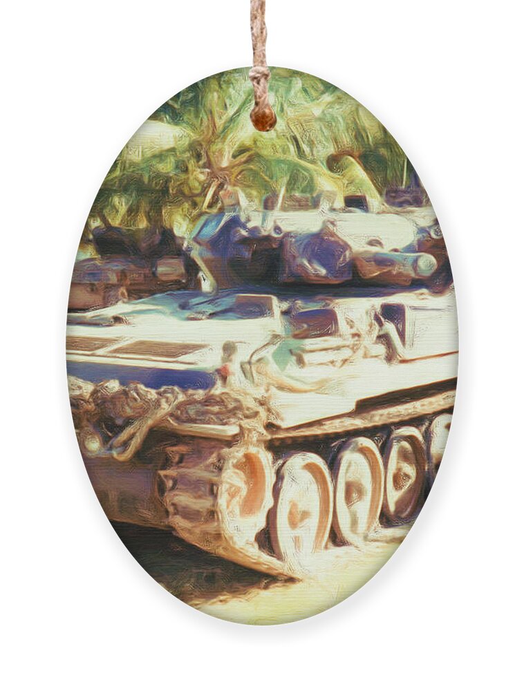 Army Ornament featuring the mixed media Scorpion CVRT by Roy Pedersen