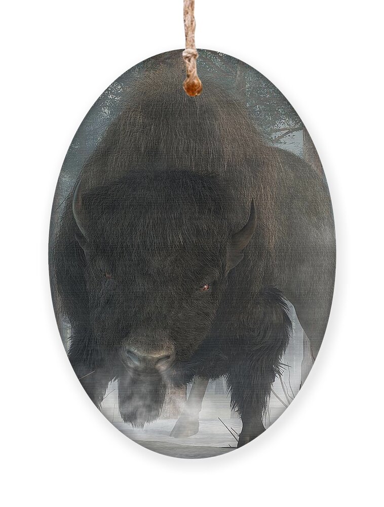 Bison Ornament featuring the digital art Spirit of Winter #1 by Daniel Eskridge