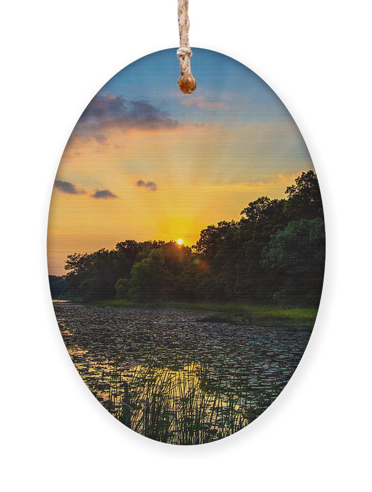 Grant Ornament featuring the photograph Sunset on Lake Masterman by Adam Mateo Fierro