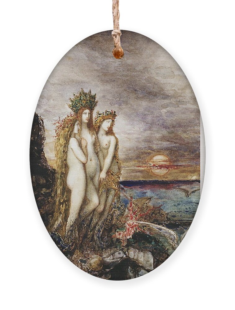 Gustave Moreau Ornament featuring the drawing The Sirens #3 by Gustave Moreau