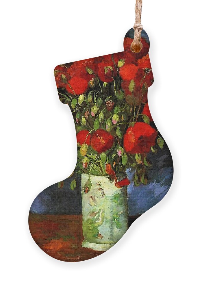 Vincent Van Gogh Ornament featuring the painting Vase With Red Poppies #1 by Vincent Van Gogh