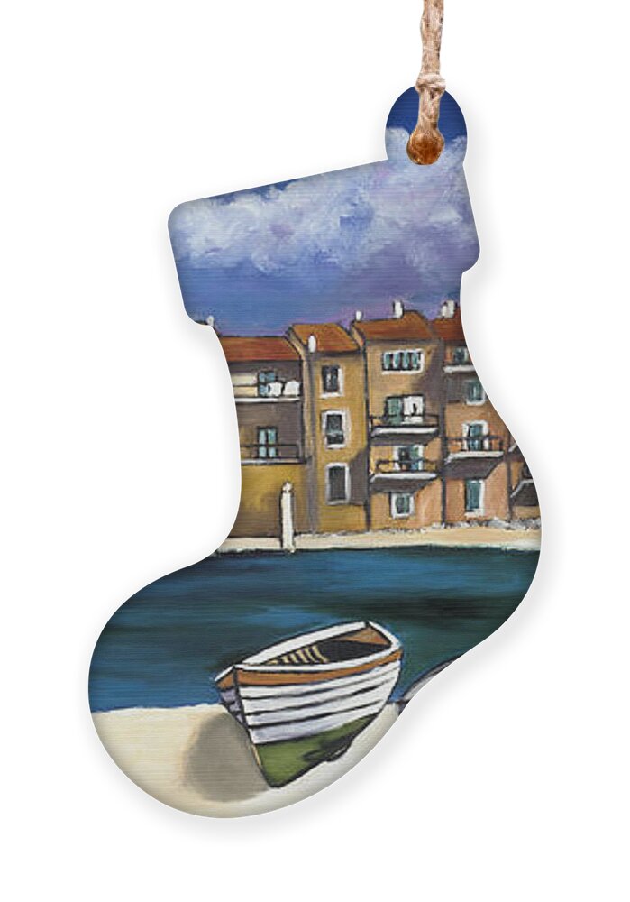Vespa Ornament featuring the painting Vespa and French Cove #1 by William Cain