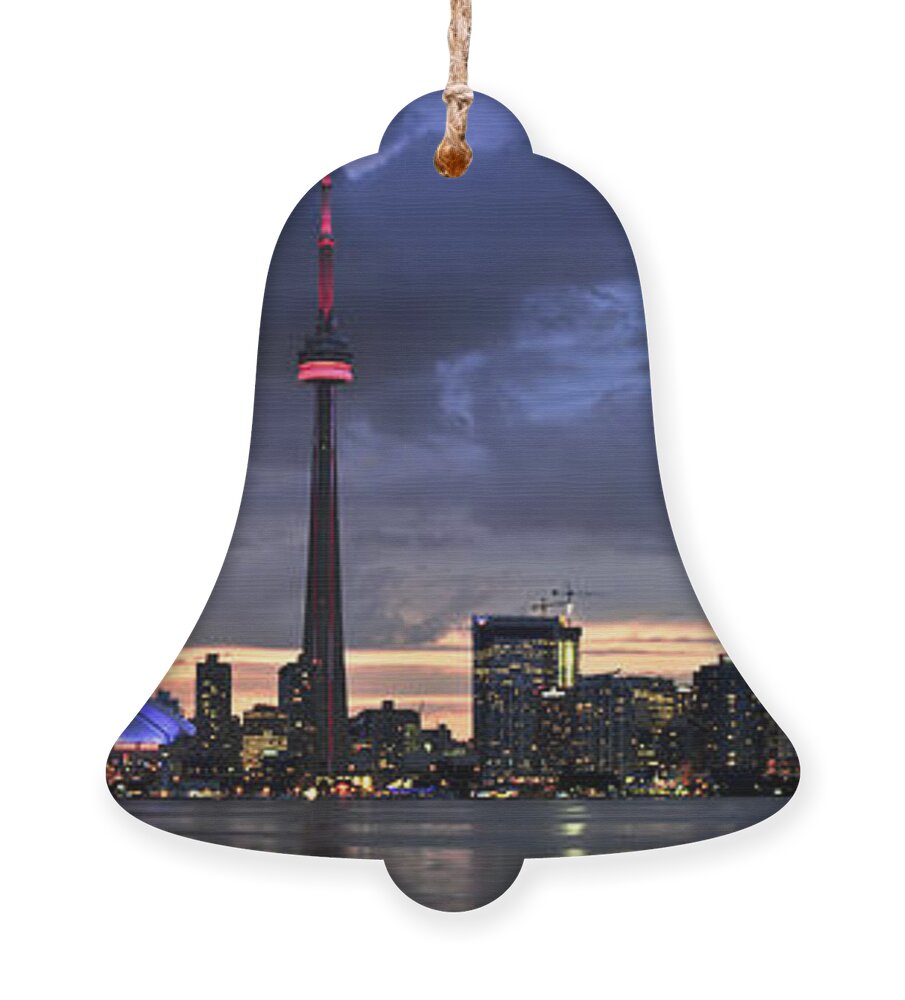 Toronto Ornament featuring the photograph Toronto skyline sunset panorama by Elena Elisseeva