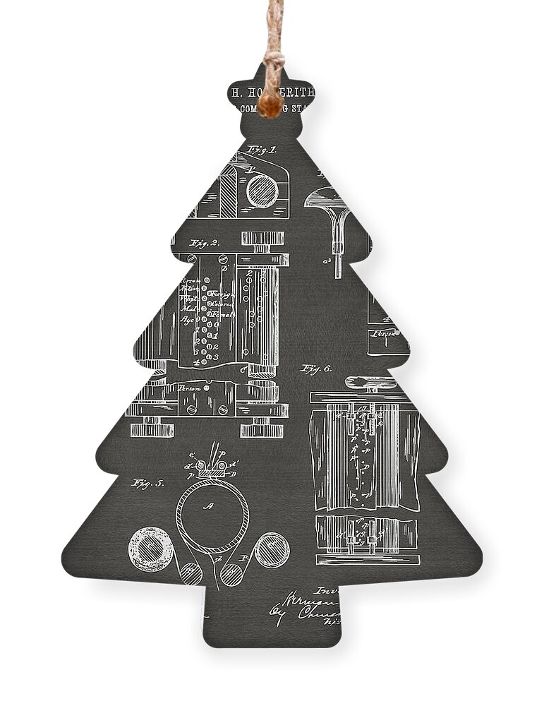 First Computer Ornament featuring the digital art 1889 First Computer Patent Gray by Nikki Marie Smith