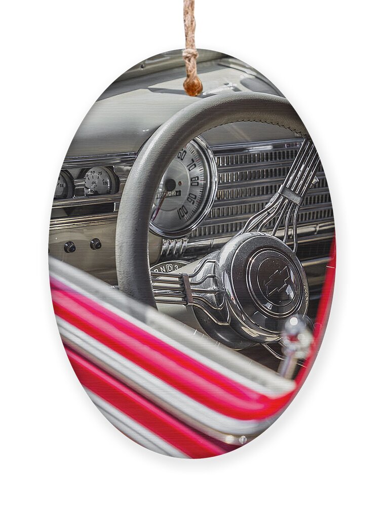 1941 Ornament featuring the photograph 1941 Chevrolet Steering Wheel and Dash by Ron Pate