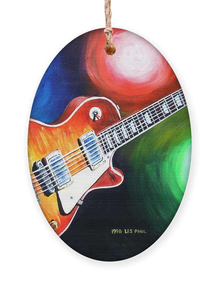 Guitar Ornament featuring the painting 1958 Gibson Les Paul by Karl Wagner