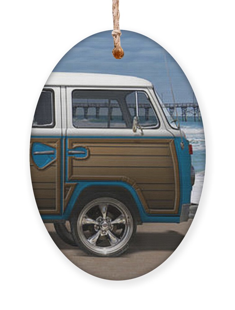 1970 Vw Bus Ornament featuring the photograph 1970 VW Bus Woody by Mike McGlothlen