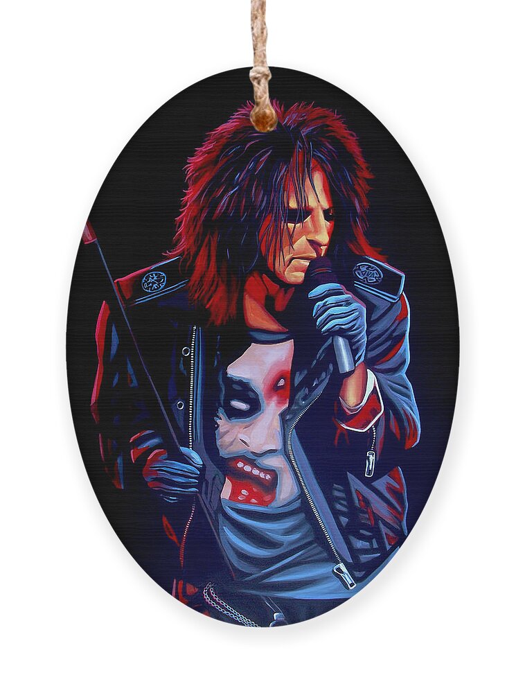Alice Cooper Ornament featuring the painting Alice Cooper by Paul Meijering