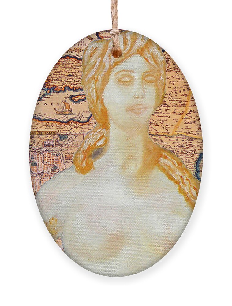 Augusta Stylianou Ornament featuring the digital art Ancient Middle East Map and Aphrodite #4 by Augusta Stylianou