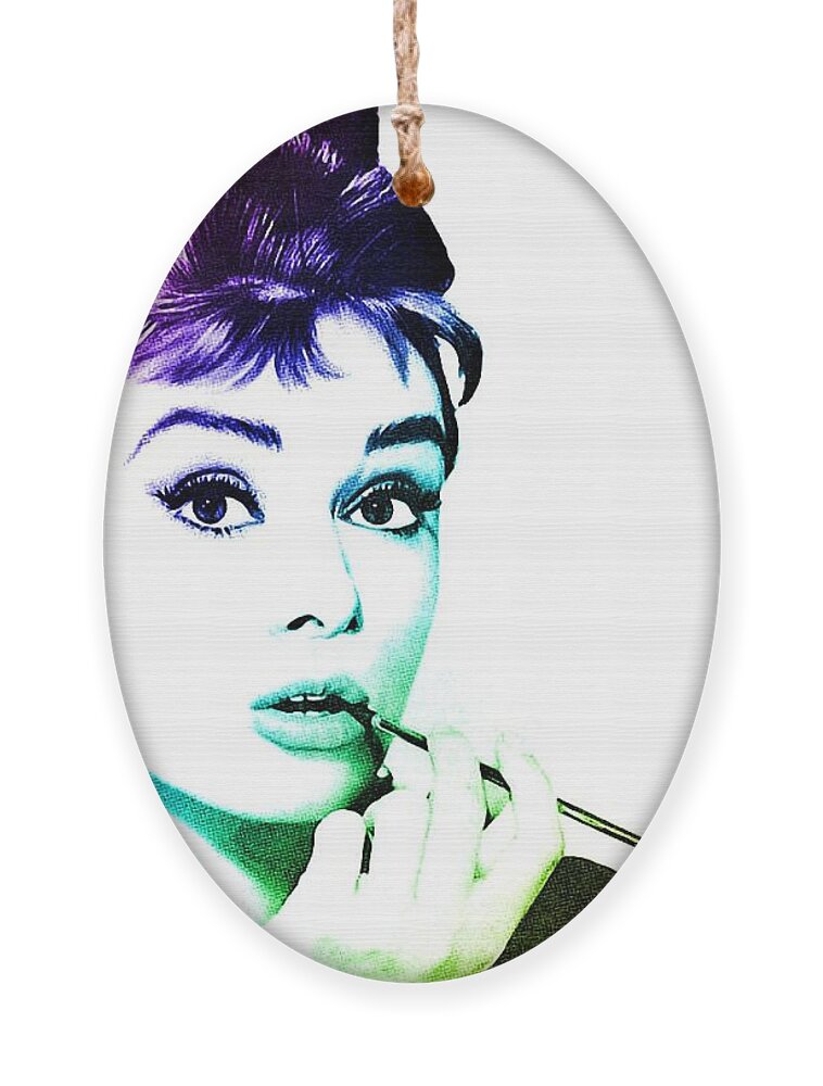 Audrey Hepburn Ornament featuring the digital art Audrey Hepburn #2 by Marianna Mills