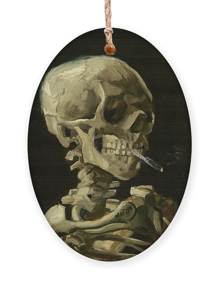 Vincent Van Gogh Ornament featuring the painting Head Of A Skeleton With A Burning Cigarette #2 by Vincent Van Gogh
