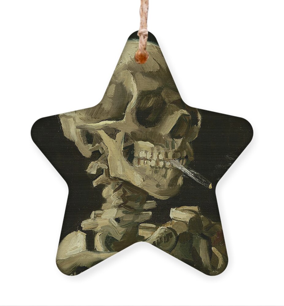 Vincent Van Gogh Ornament featuring the painting Head Of A Skeleton With A Burning Cigarette by Vincent Van Gogh