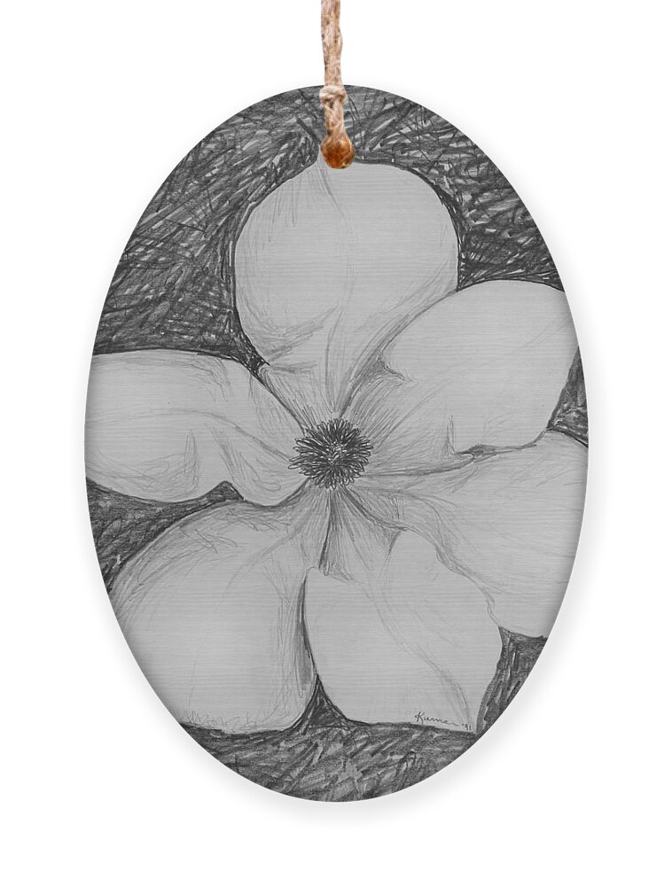 White Flower Ornament featuring the drawing Magnolia by Kume Bryant
