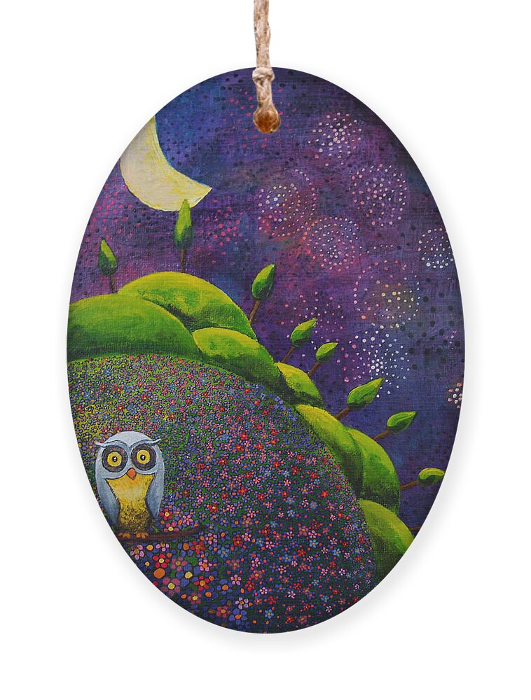 Night Owl Ornament featuring the painting Night Owl by Mindy Huntress