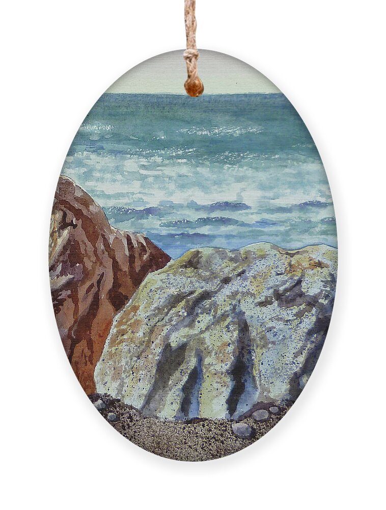 Rocks Ornament featuring the painting Rocks #2 by Irina Sztukowski