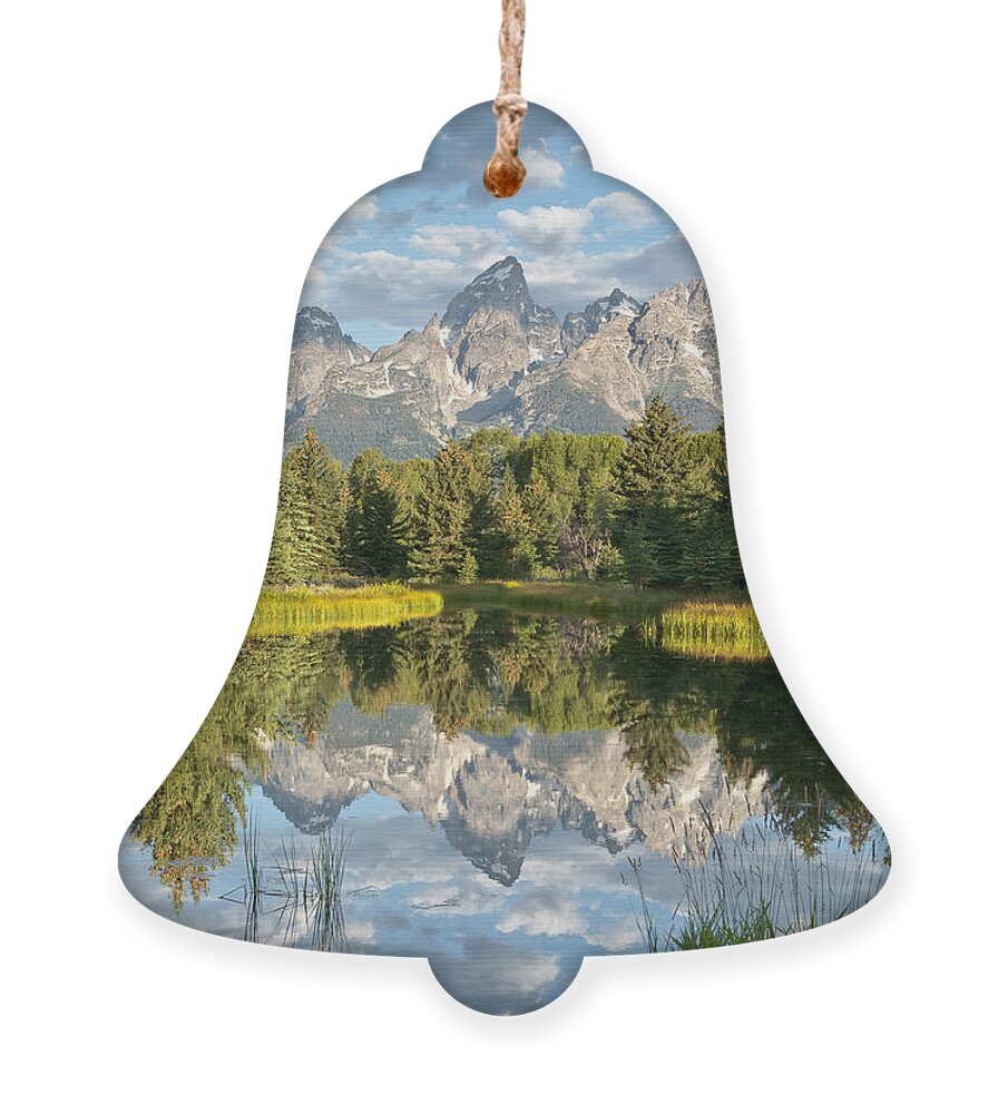 Awe Ornament featuring the photograph Teton Range Reflected in the Snake River #1 by Jeff Goulden