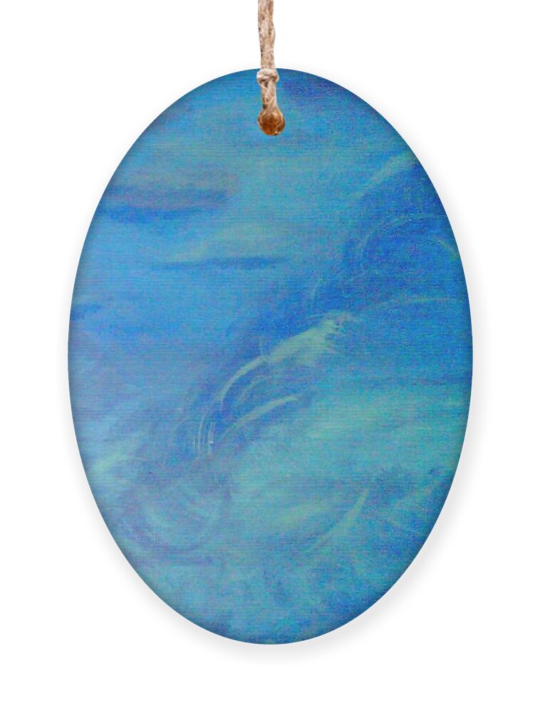 Blue Ornament featuring the painting Waterspouts by Suzanne Berthier