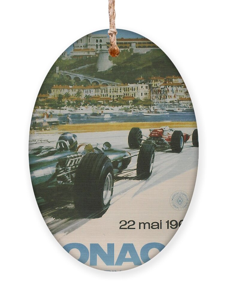 Monaco Grand Prix Ornament featuring the digital art 24th Monaco Grand Prix 1966 by Georgia Fowler
