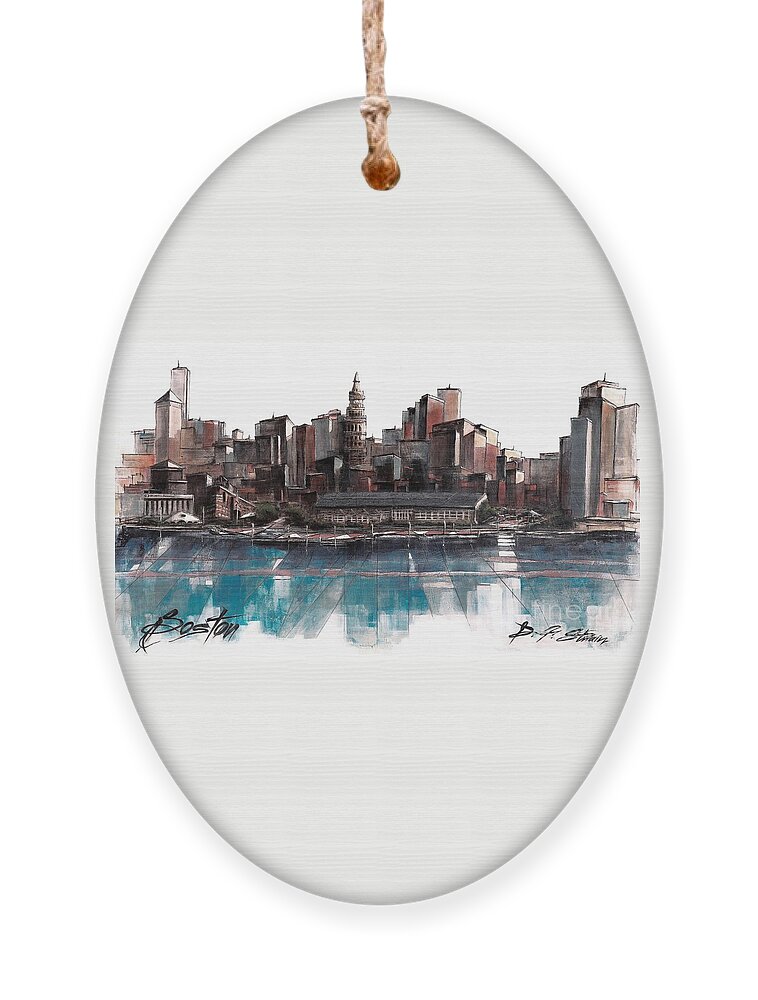 Fineartamerica.com Ornament featuring the painting Boston Skyline by Diane Strain