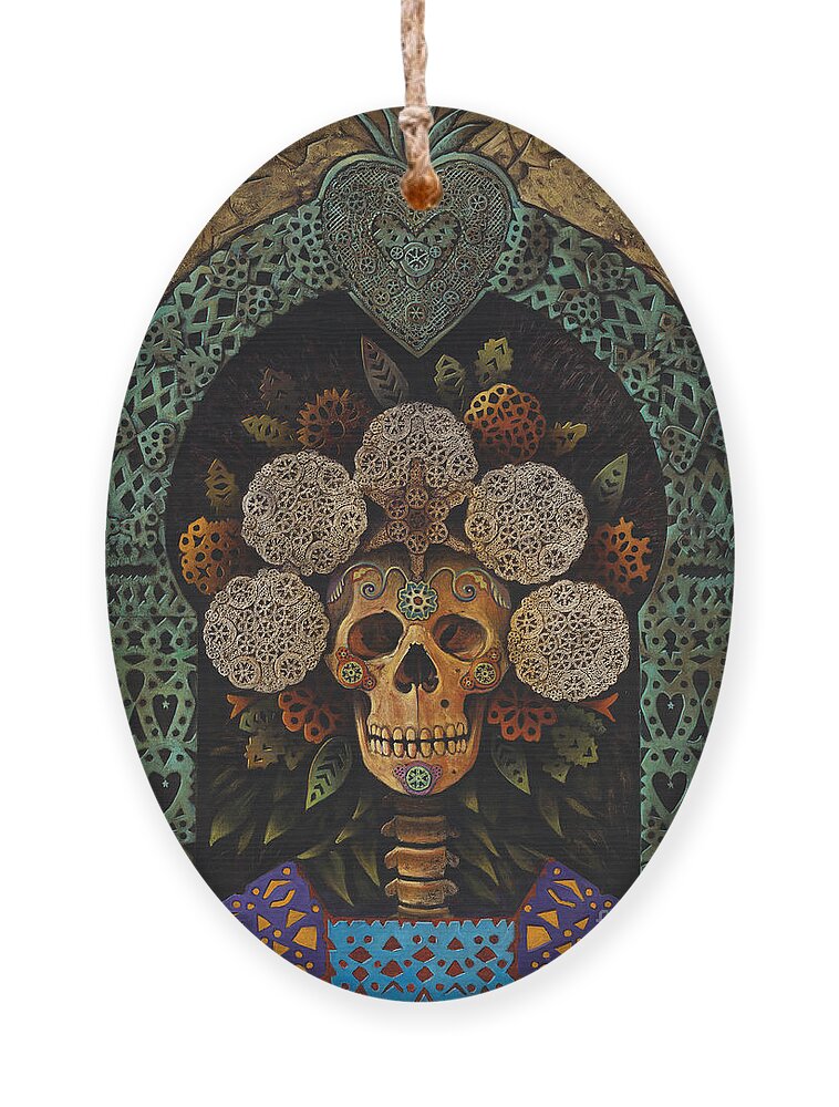 Dia-de-muertos Ornament featuring the painting Dia De Muertos Madonna by Ricardo Chavez-Mendez